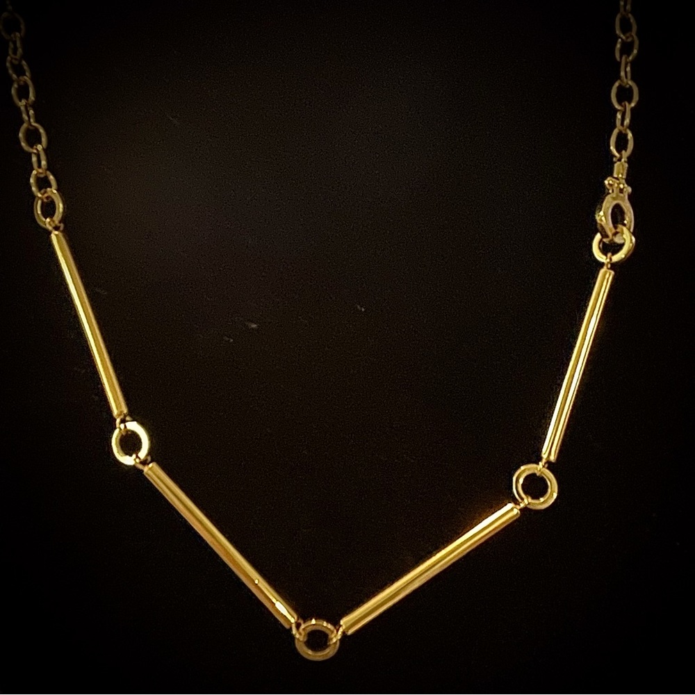 Yellow Gold Bar and Chain Necklace - Picture 5 of 5